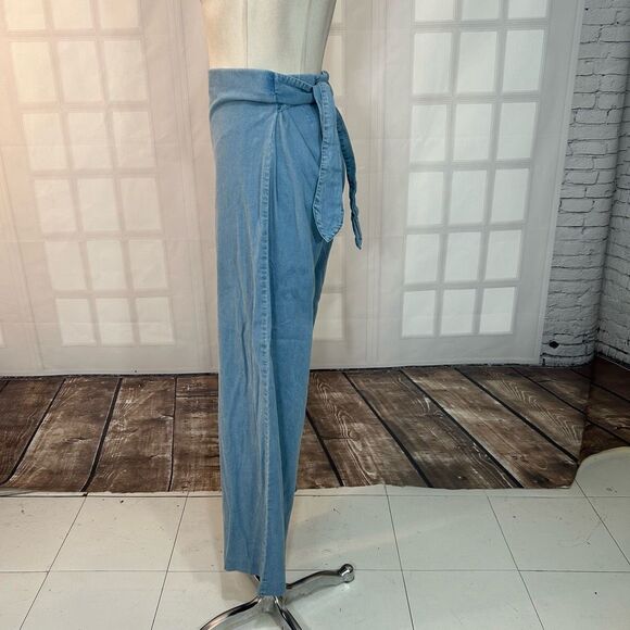 INC International Concepts light Blue Denim chambray wide leg Pants Size 10 - Picture 5 of 10